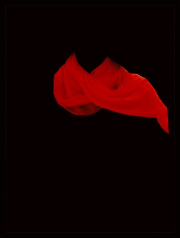 Sarah Charlesworth's, Red Scarf, 1983, Cibachrome with lacquered wood frame, 42 x 32 in. (81.3 x 106.7 cm)