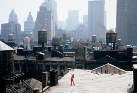Peter Moore Trisha Brown's &quot;Roof Piece&quot;, NYC, 1973, 1973 color photograph from hi-res scan paper: 17 x 23 1/4 in. (43.2 x 59.1 cm) ​frame: 20 1/2 x 27 x 1 1/4 in. (52.1 x 68.6 x 3.2 cm)