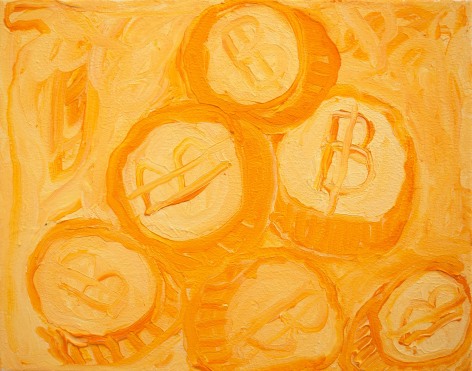 Jason Dobrin Roberts, Untitled Bitcoin (Yellow Orange), 2021