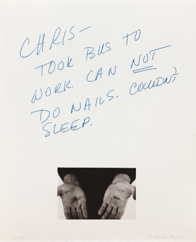 Chris Burden Untitled, 1974 Lithograph with hand-colored appliqu&eacute;