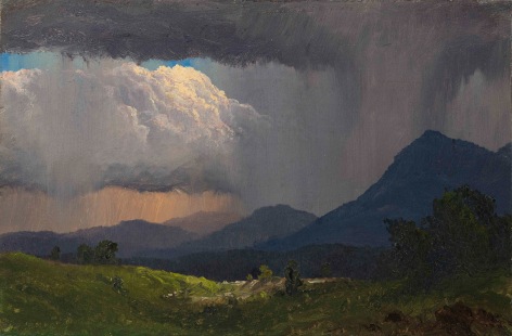 Frederic Edwin Church, Mountainside Downpour, 1871, oil on paper laid down on canvas, 6 1/2 x 10 inches (16.5 x 25.4 cm)&nbsp;