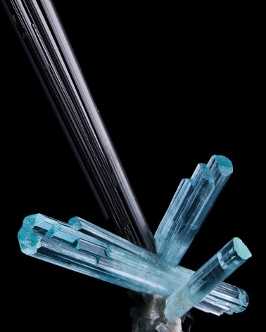 Schorl Tourmaline with Aquamarine detail