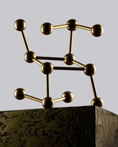 Brass Acanthite Molecular Model for Wilensky Exquisite Minerals Habits Exhibition. Fine Mineral