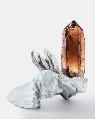 Smoky Quartz with Muscovite on white