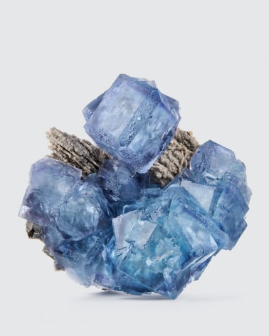 Fluorite with Quartz on white background