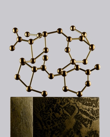 Malachite brass modlecular model for wilensky exquisite minerals habits exhibition. malachite fine mineral unit cell