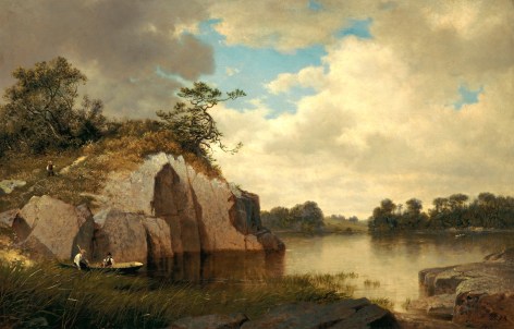 David Johnson (1827&ndash;1908), &quot;Catnip Island near Greenwich, Connecticut,&quot; 1878&ndash;79. Oil on canvas, 22 x 34 in.