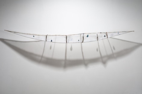 Rain Boat steel, silk, thread, antique maps, ink