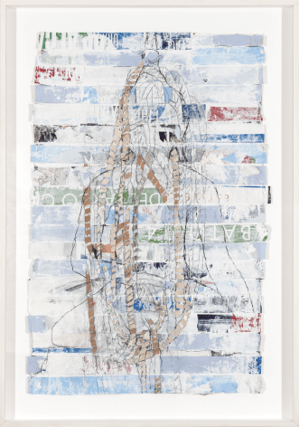 Buddha antique papers and maps, graphite, watercolor on paper