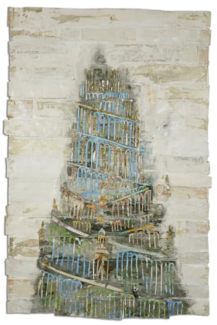 Babel maps, paper, plaster, charcoal