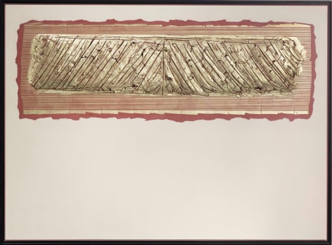 Narcisse mauve and off white clay with 16 karat pale gold leaf over die keen