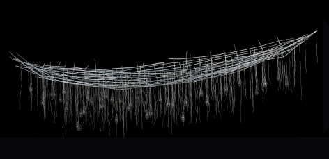 Aeolus reeds, steel, wire, string and glass