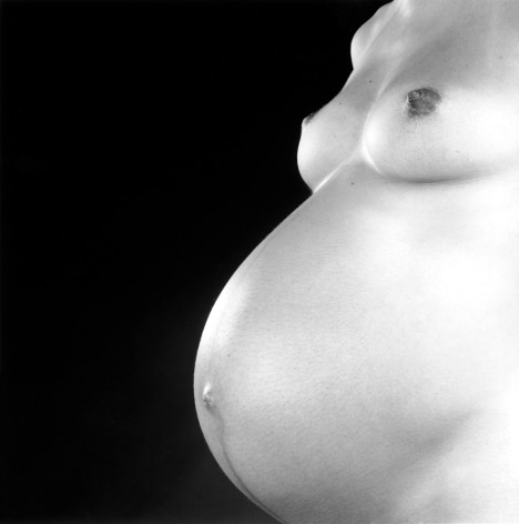 Pregnant woman's chest and stomach.