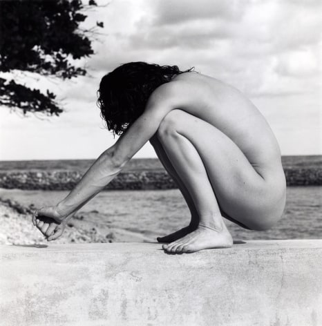 Lisa Lyon crouching, nude.