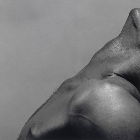 Black male portrait in profile, chest and neck only.