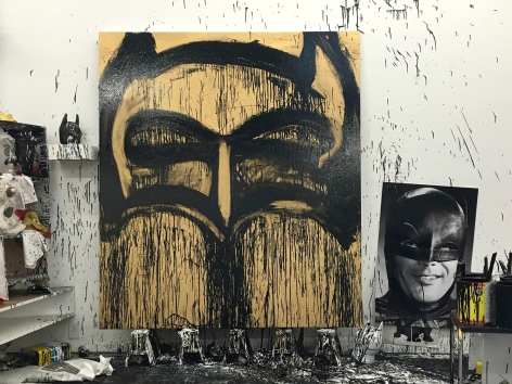 Batman painting by Pensato in progress, 2016.