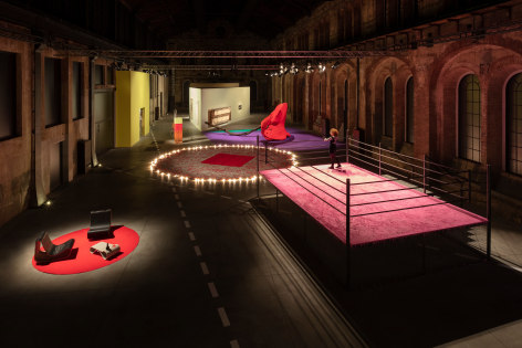 Installation view of Cut a rug a round square