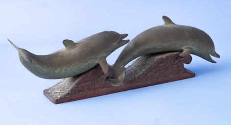 Carved and Painted Pair of Dolphins, signed Robert Innis, American and dated 1962