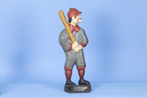 Very Rare Painted Doorstop of a Baseball Player in Batting pose, American dated 1917