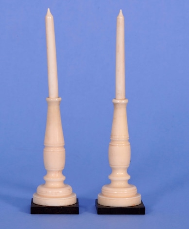 Pair of Turned Whale Ivory Pick Wicks in the form of Candles