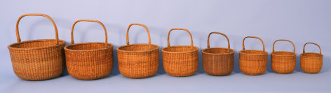 Nest of Eight Labeled Davis Hall Baskets