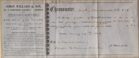 Simon Willard Ships Cronometer Repair Receipt