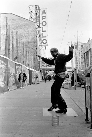 Dancing Harry: This man known as Dancing Harry was a fixture near the Apollo Theater in Harlem in the 1990&rsquo;s. He would put a board on the ground, and slide, and make his moves to the music of soul singer James Brown, and collect substantial tips in a coffee can,&nbsp;1994.