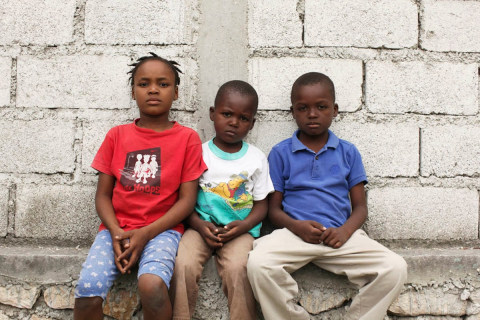 EARTHQUAKE ORPHANS: Orphans of the January 12th earthquake are gathered in a field next to Lycee Jacques, a primary school. They are under the care of FRADES, a grass roots organization which is providing foster care, Croix Des Bouquets, Haiti,&nbsp;2010.