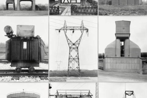 “Comparative Juxtaposition, Nine Objects, Each with a Different Function,” 1961–72, shows that the photographers Bernd and Hilla Becher were sometimes more interested in aesthetic form than in what industry actually does. Credit: Estate Bernd & Hilla Becher, represented by Max Becher; via The Metropolitan Museum of Art
