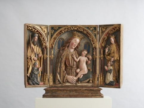 Virgin and Child triptych relief sculpture