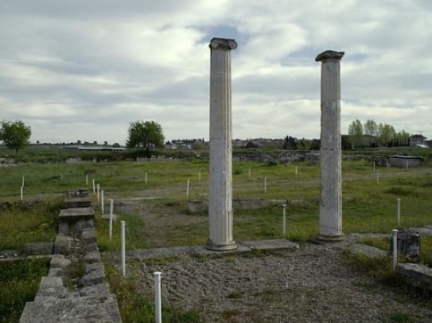 2 ancient columns in landscape
