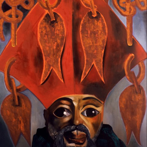 Oil on canvas painting of a priest by Francesco Clemente