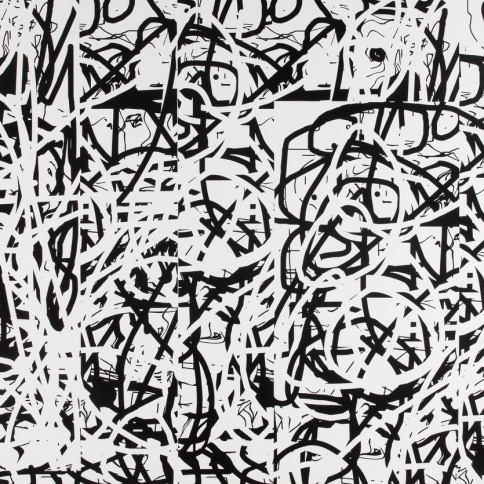 Black and white acrylic on canvas abstract painting by Jeff Elrod