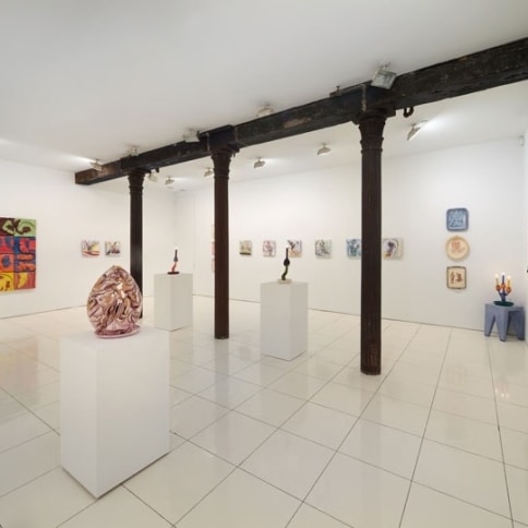 Installation view of Lola Montes: Cirica exhibition featuring ceramics by the artist