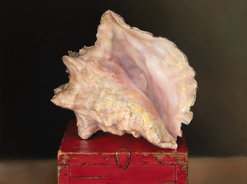 PAMELA CARROLL , Conch Shell on Red Box, 2025