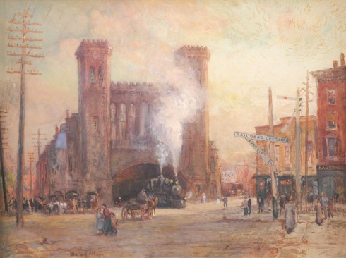 COLIN CAMPBELL COOPER (1856-1937), The Train Round House, Salem, Massachusetts, c 1910
