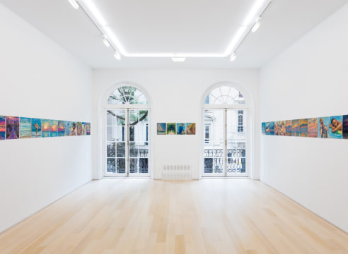 Installation view of gouache and pastel drawings by TM Davy