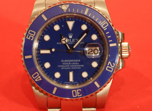 Rolex White Gold Submariner with Blue Dial