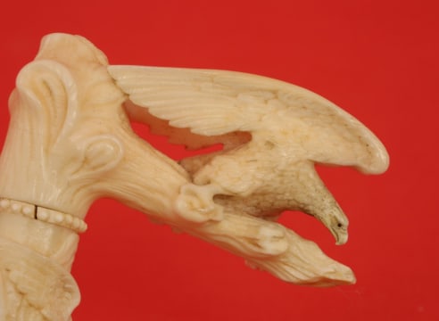Cane with Exceptionally Carved Eagle and Patriotic Motifs