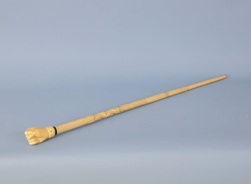 Whale ivory Cane With Whale Ivory Fist and Complex Carved Shaft, American Mid-19th Century