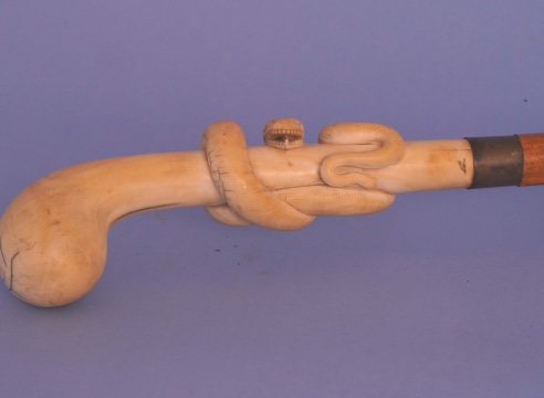 Walrus Ivory Cane with Serpent Grip