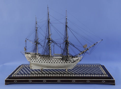 Exceptional and Large Napoleonic Prisoner of War-Of-War Bone Model of  First-Rate 110-GUN Ship H.M.S. &quot;ROYAL SOVEREIGN&quot; circa 1790-1810 from the Collection at India House