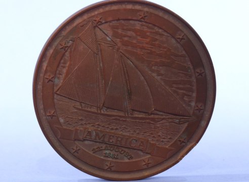 Three Brass Yacht America Commemorative Coin circa 1987