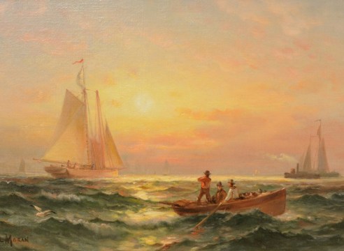 Shipping at Sunset by Edward Moran