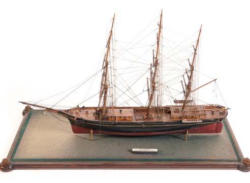 Rare 19th Century Cased Ship's Model of the Clipper Ship &quot;Sea Serpent&quot; with several  original Bone components.