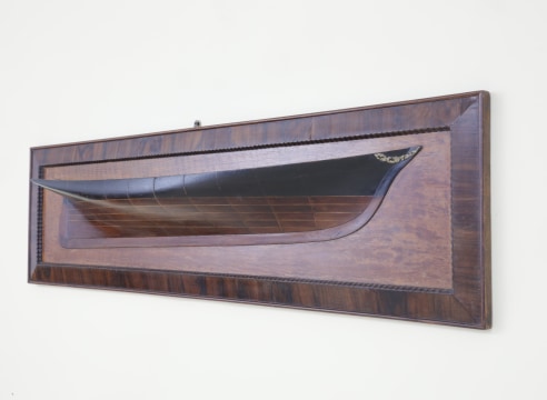 Exceptional Period Model of Yacht America on Original Fancy Backboard, Circa 1851