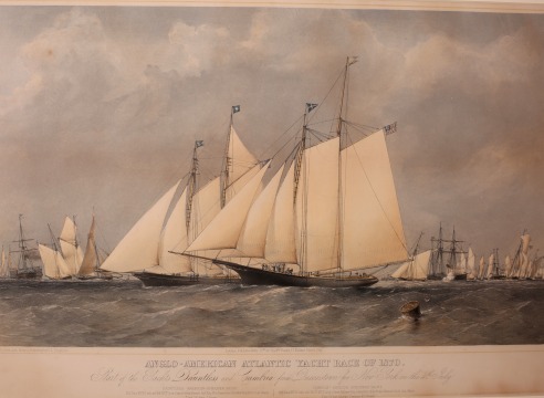 Colored Lithograph Titled &quot;Anglo-American Atlantic Yacht Race of 1870