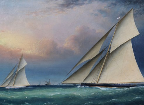 &quot;Puritan and Mayflower America's Cup Trials 1886&quot;  by James E. Buttersworth