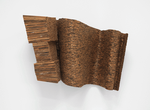 Alt="Leonardo Drew, Number 30S, 2014, Wood and paint"
