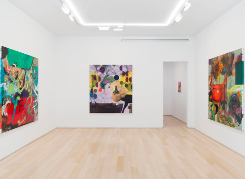 installation view with paintings